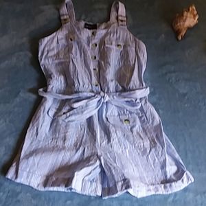 Girls light blue striped romper nw